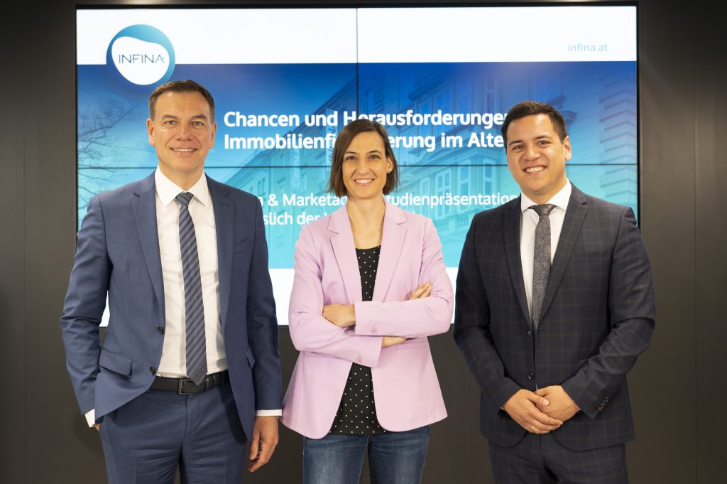 v.l.n.r. Christoph Kirchmair, Gründer und CEO Infina, Judith Traxler, Studienleiterin Marketagent und Pablo Viveros, Infina Verbundpartner und Interessensvertreter Seniorenkredite Infina